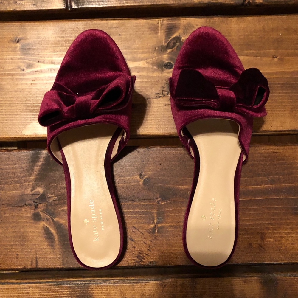 SALE Kate Spade Velvet Bow Flats - Picture 2 of 4
